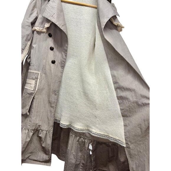 VTG Y2K Anthropologie Hazel Boho Jacket Taupe Lightweight Raw Hems Pockets M #g - Picture 8 of 13
